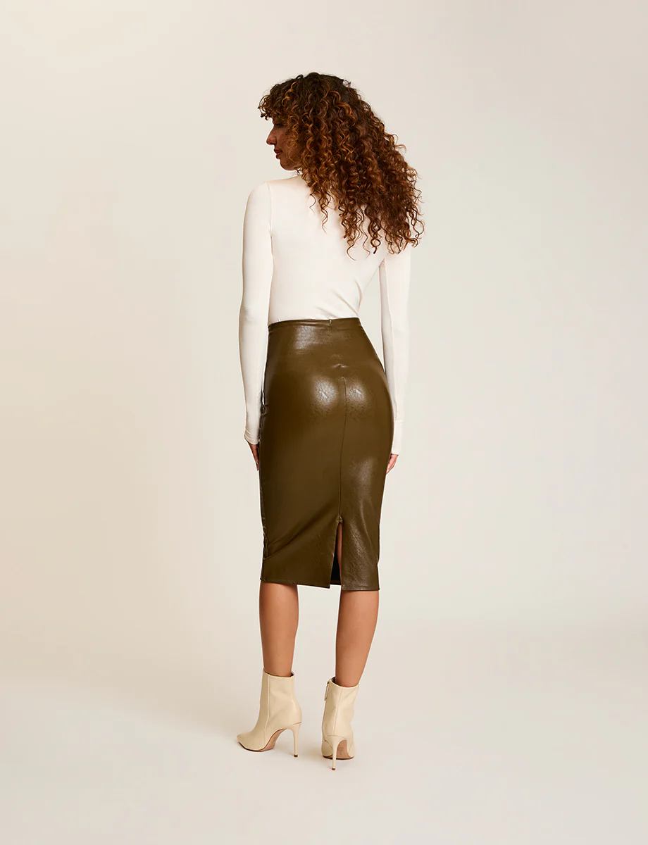 Faux Leather Midi Skirt - Image 12